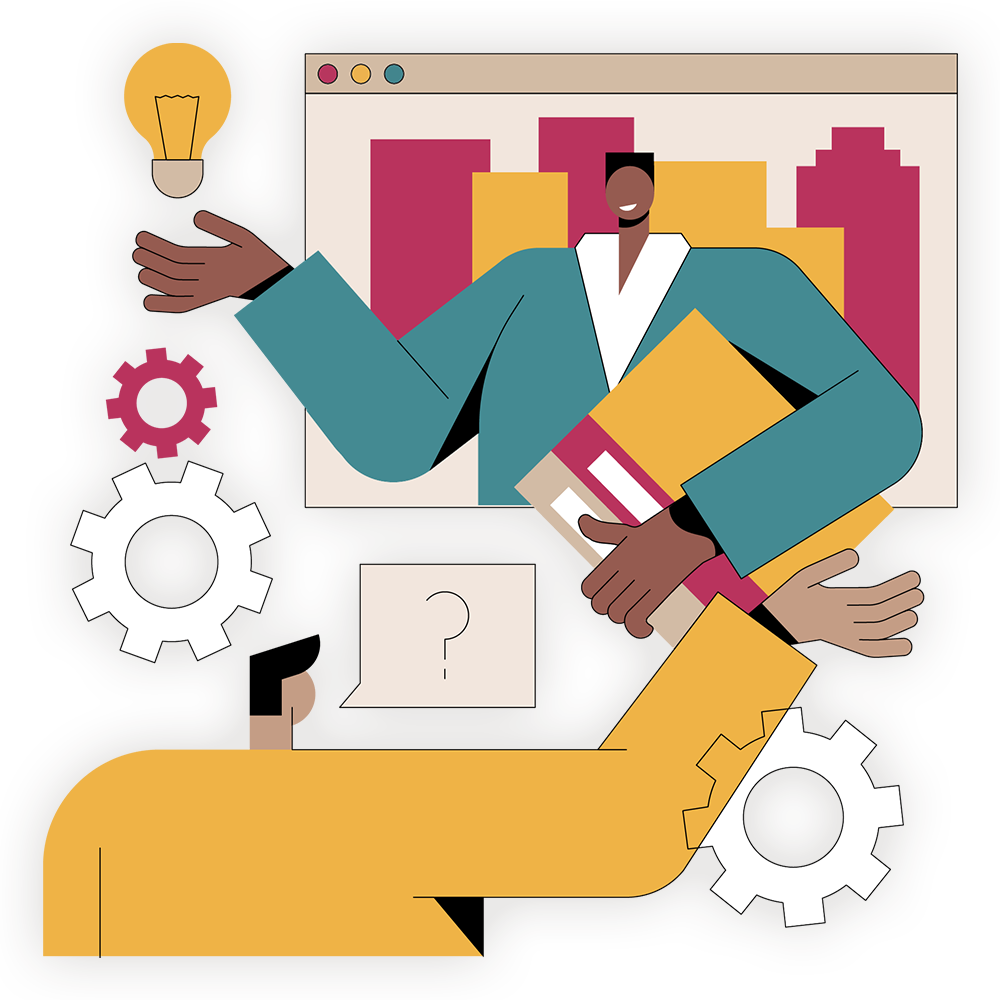 colourful illustration of consultant offering clarity