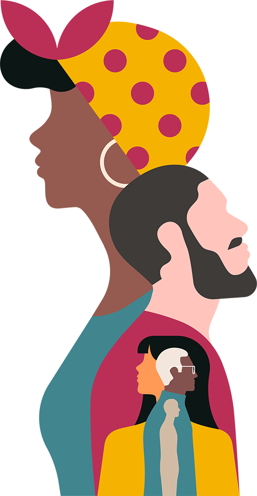 People looking in different directions